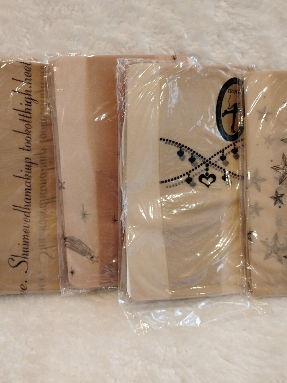 SET OF 6 Tattoo Print Tights NEW Stars Hearts Celestial
